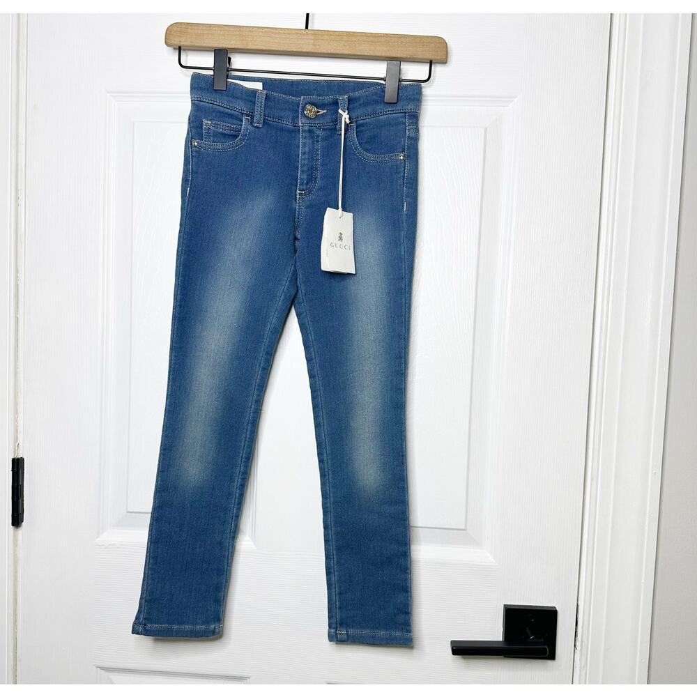 Gucci Kids Size 6 Horse Bit Adjustable Waist Light Medium Wash Jeans